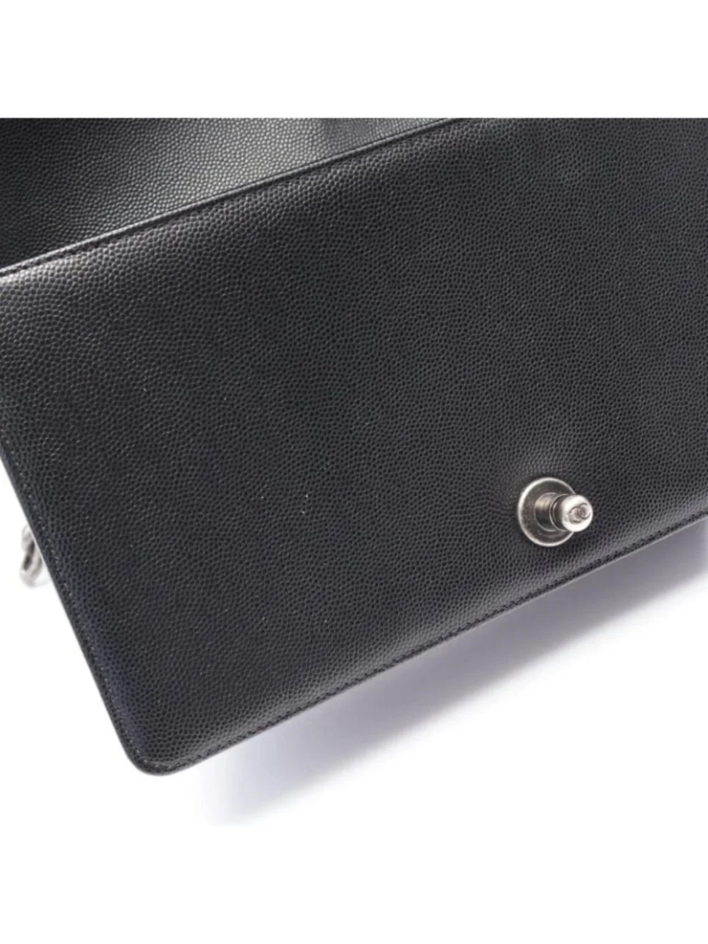 Chanel Shoulder Bag Boy Black Caviar Leather Boy Chain
